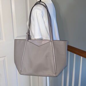 Michael Kors Whitney Large Pebbled Grey Leather Tote Zip-Top Purse Gently Used